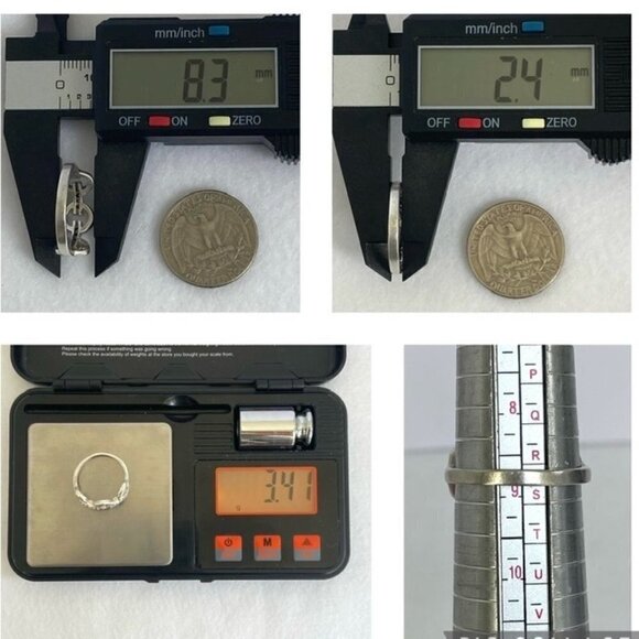 Silver Plated 8MM Cubic Zirconia Circle Bar Band Ring Size 8.75 - Picture 10 of 16